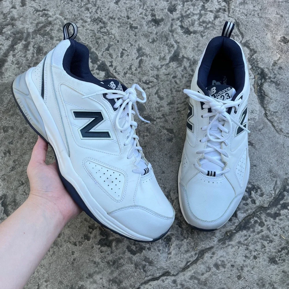 New Balance 623v3 Men 13 4E Extra Wide White Navy Leather Training Shoes walking - Picture 1 of 9